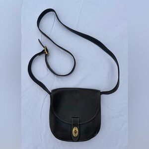 Fossil Black/Deep Slate Gray Leather Crossbody Bag